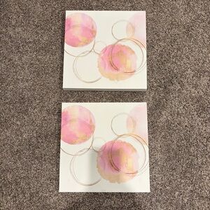 Abstract Pink and Gold Canvas Set of 2